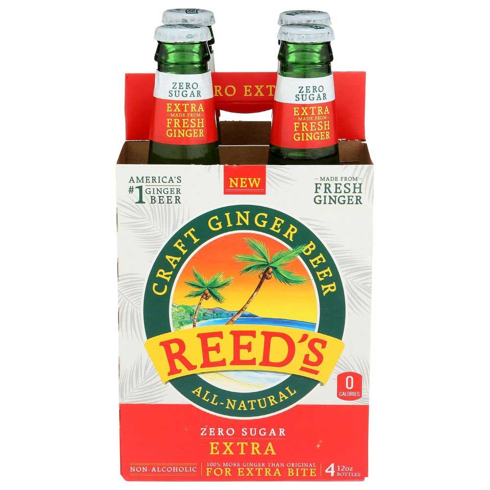 Reeds Zero Sugar Extra Craft Ginger Beer, 12 Fluid Ounce - 4 count per pack -- 6 packs per case