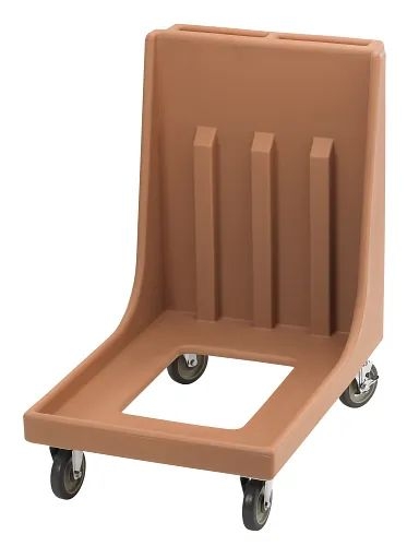 Coffee Beige Cambro Camdolly with Handle and Rear Big Wheel, 23 1/2 x 32 7/8 x 36 1/2 inch.