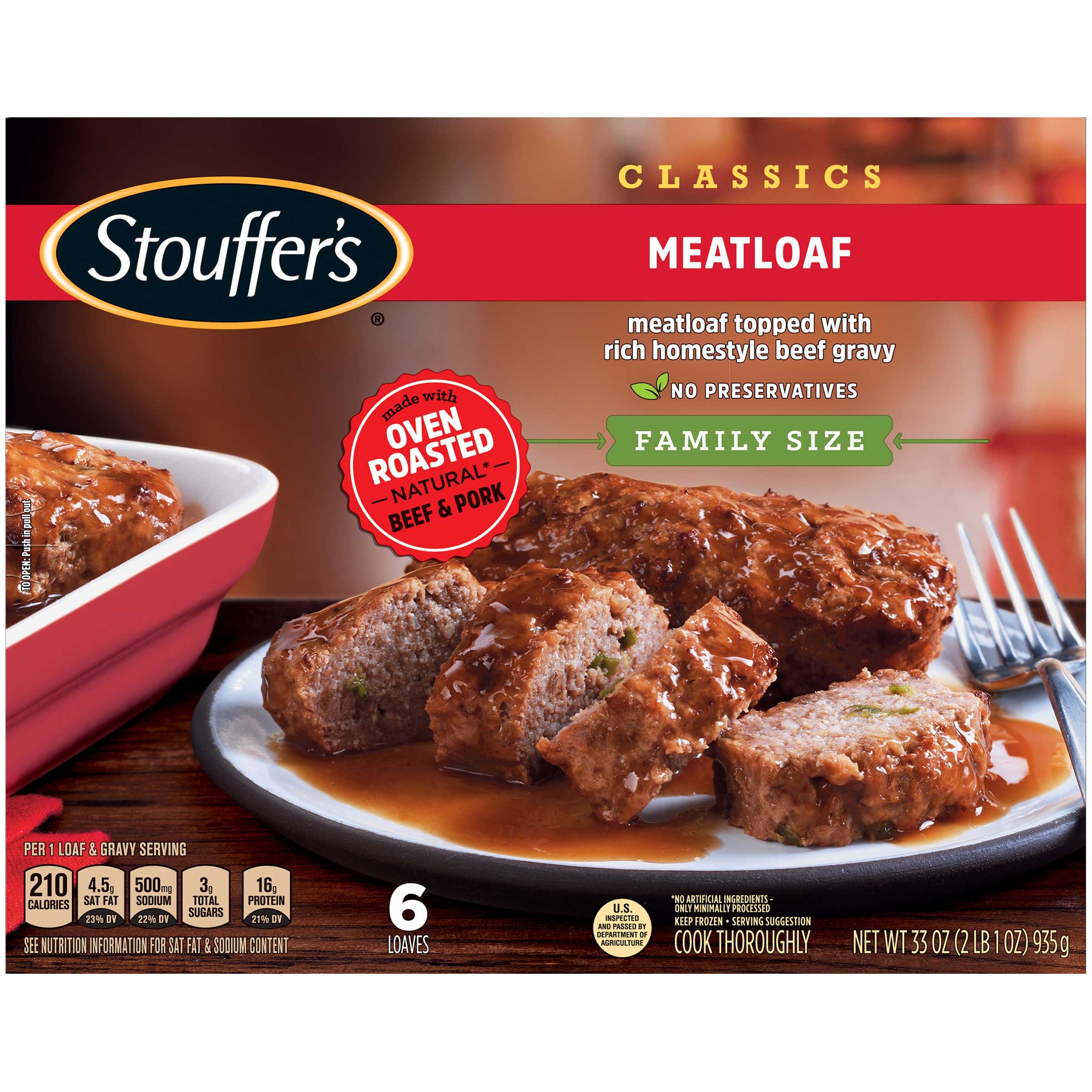 Nestle Stouffers Family Style Favorites Meatloaf in Gravy, 33 Ounce -- 6 per case.