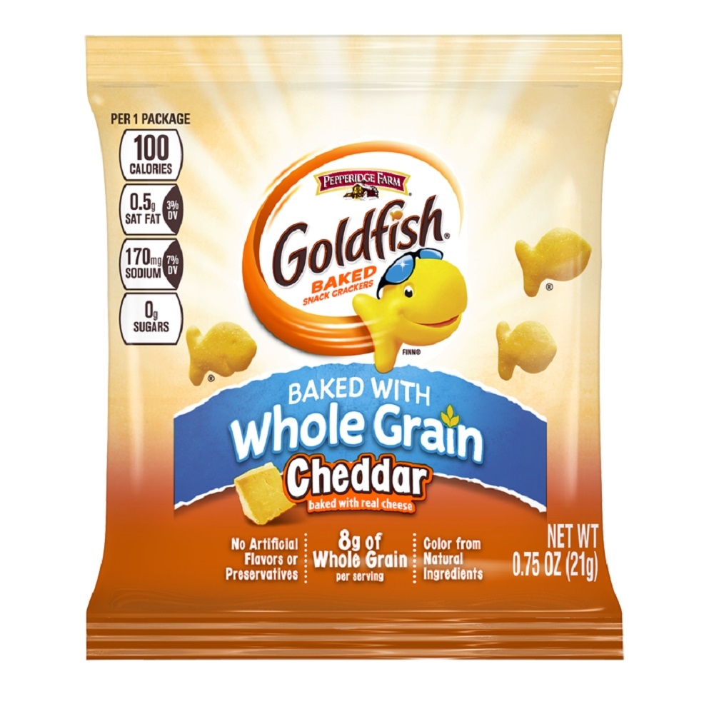 Pepperidge Farm Whole Grain Cheddar Goldfish - 0.75 oz. bag, 300 per case