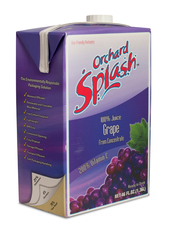 Orchard Splash 100 Percent Grape Juice Ready To Serve, 46 Ounce -- 12 Case