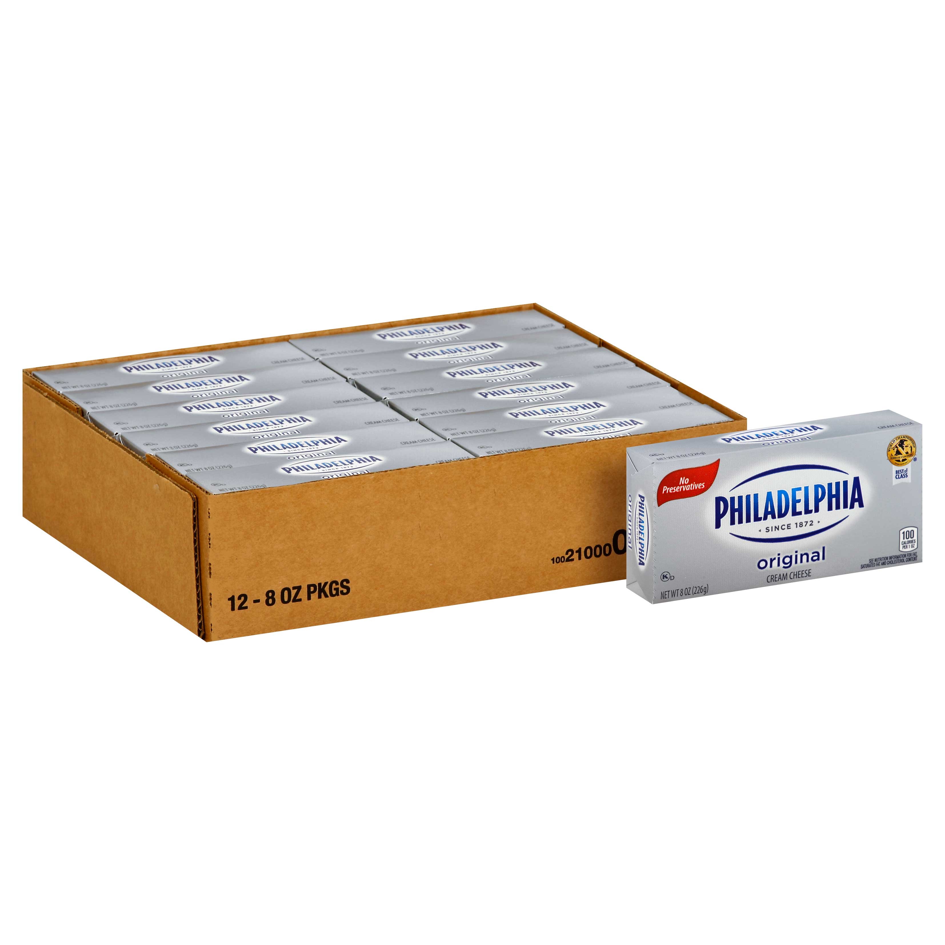 Philadelphia Brick Cream Cheese, 8 Ounce -- 12 per case.