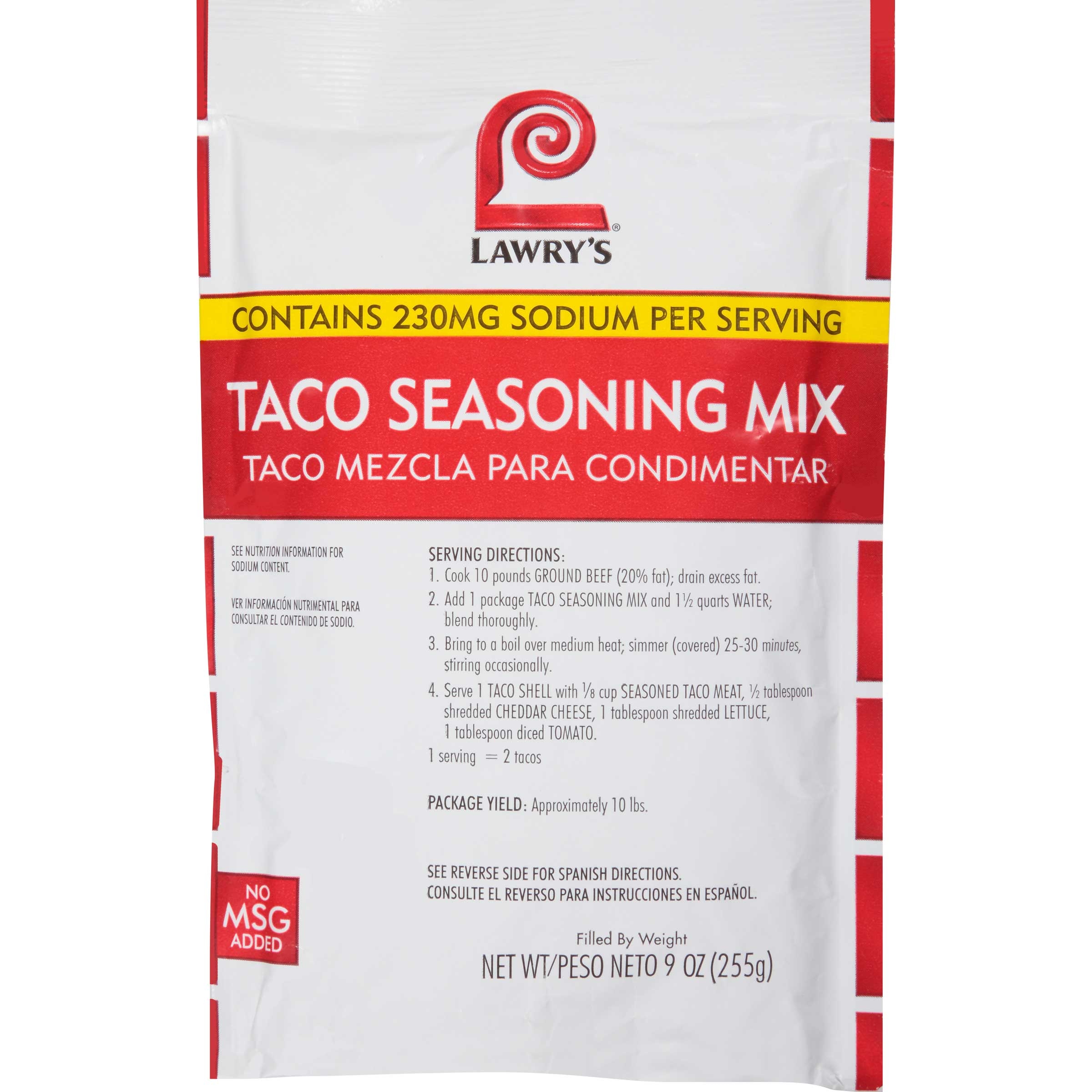 Lawry`s Taco Seasoning Mix, 9 oz. -- 6 per case