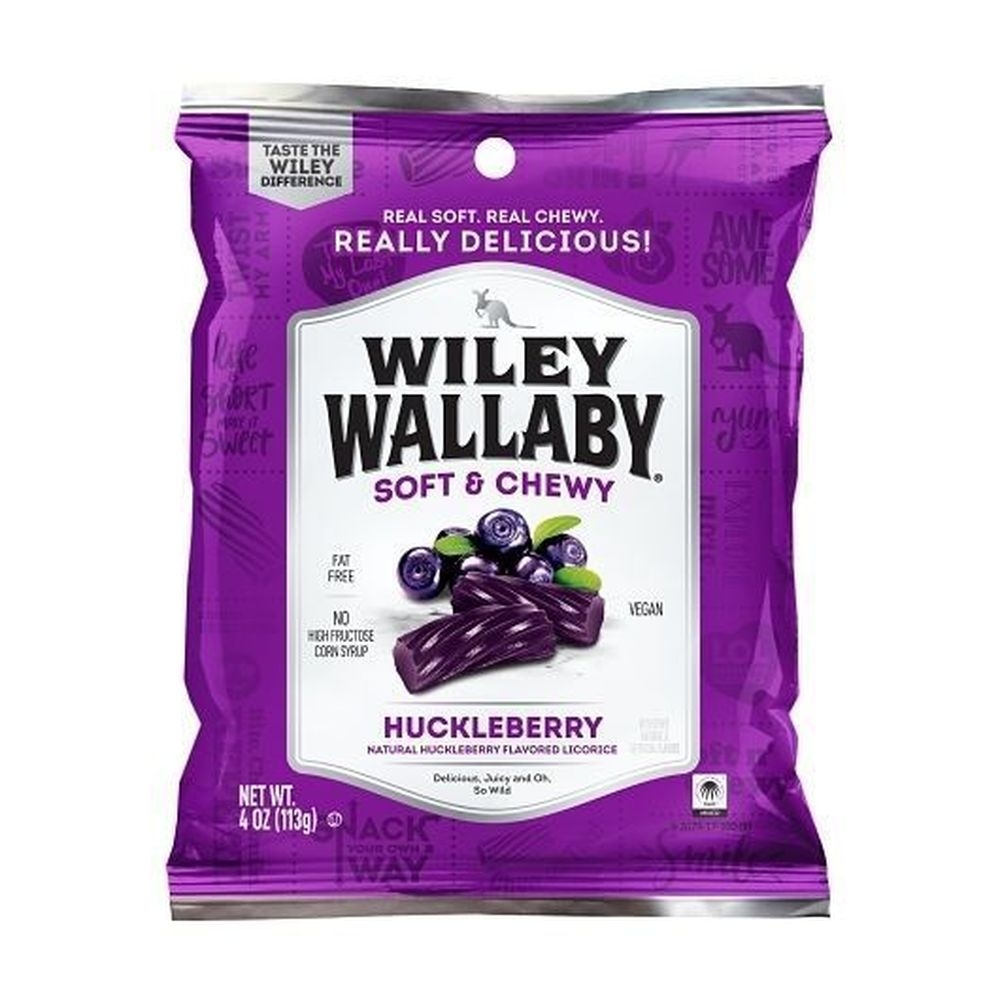 Wiley Wallaby Soft and Chewy Huckleberry Licorice, 4 Ounce -- 12 per case