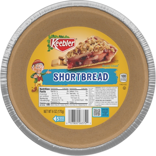 Keebler Ready Crust Shortbread Pie Crust, 6 Ounce Tin -- 12 per case