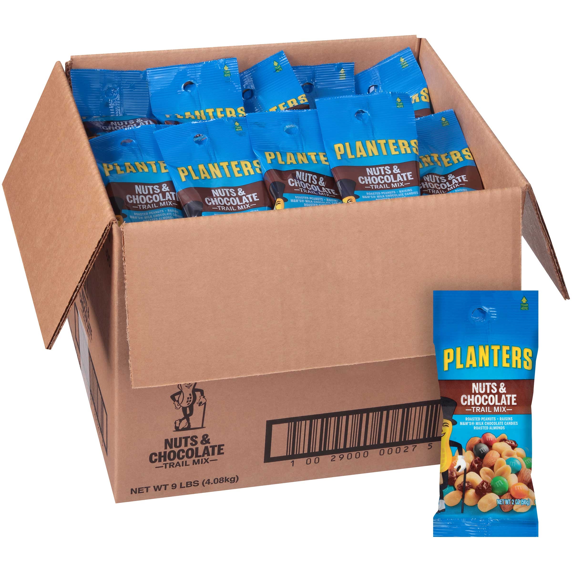 Planters Trail Mix Snack Nuts Nut And Chocolate, 2 Ounce -- 72 per case.