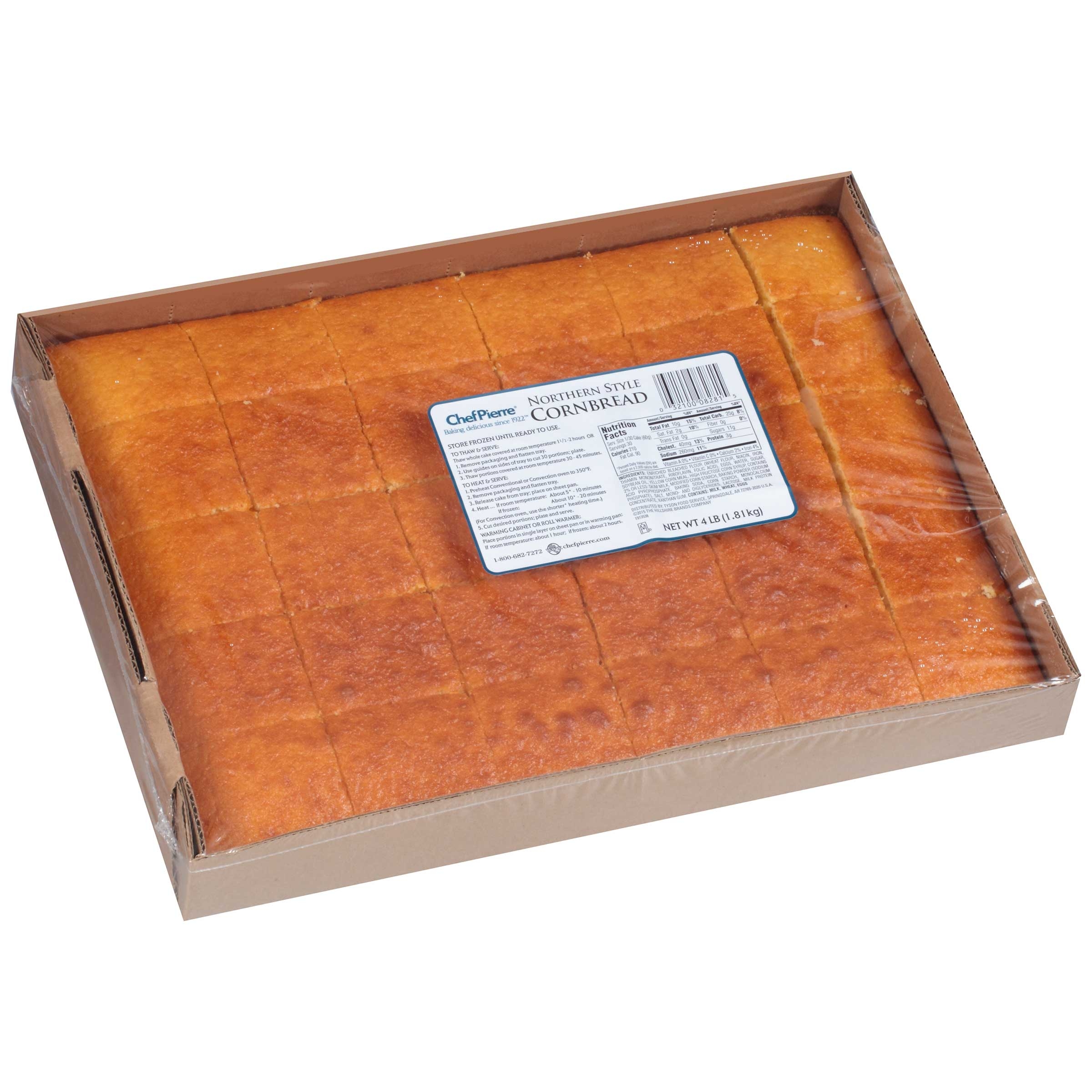 Sara Lee Chef Pierre Pre Cut Northern Style Cornbread, 12 x 16 inch -- 4 per case.