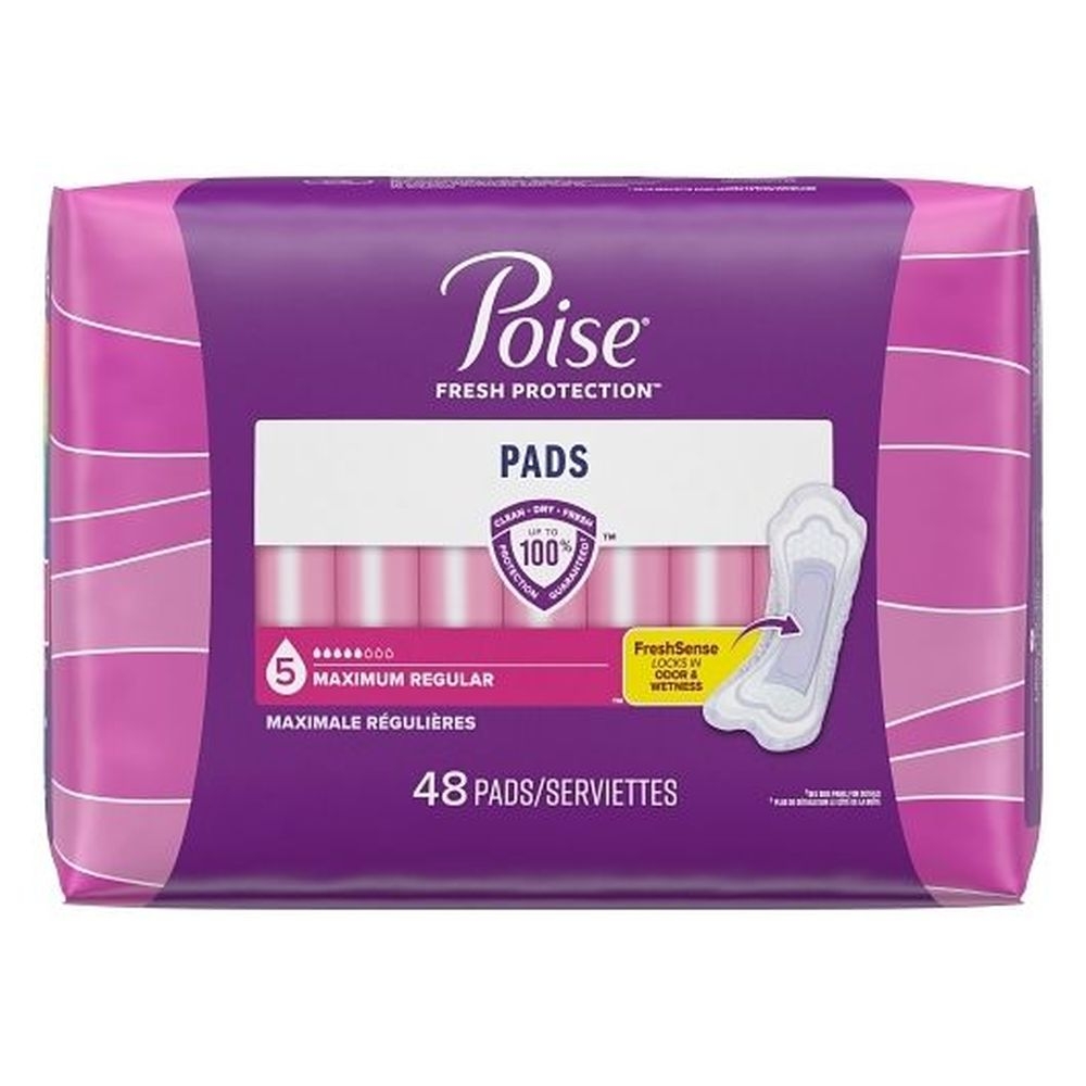 Poise Fresh Protection Maximum Absorbency Pad - Convenience Pack, 48 count -- 2 per case