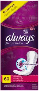Always No Wing Extra Protection Liner, 60 count per pack -- 4 per case.