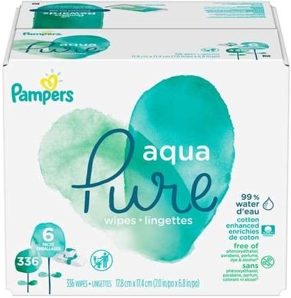 Pampers Aqua Pure Sensitive Baby Wipes -- 336 per case