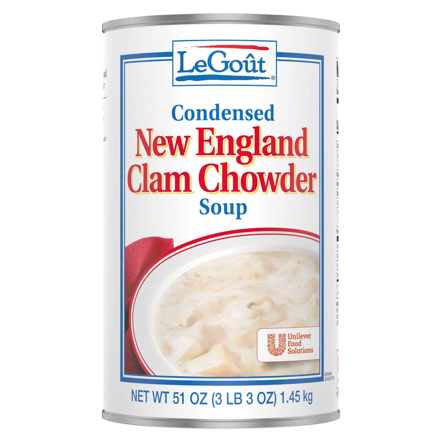 LeGout New England Clam Chowder Condensed Canned Soup, 51 ounce -- 12 per case