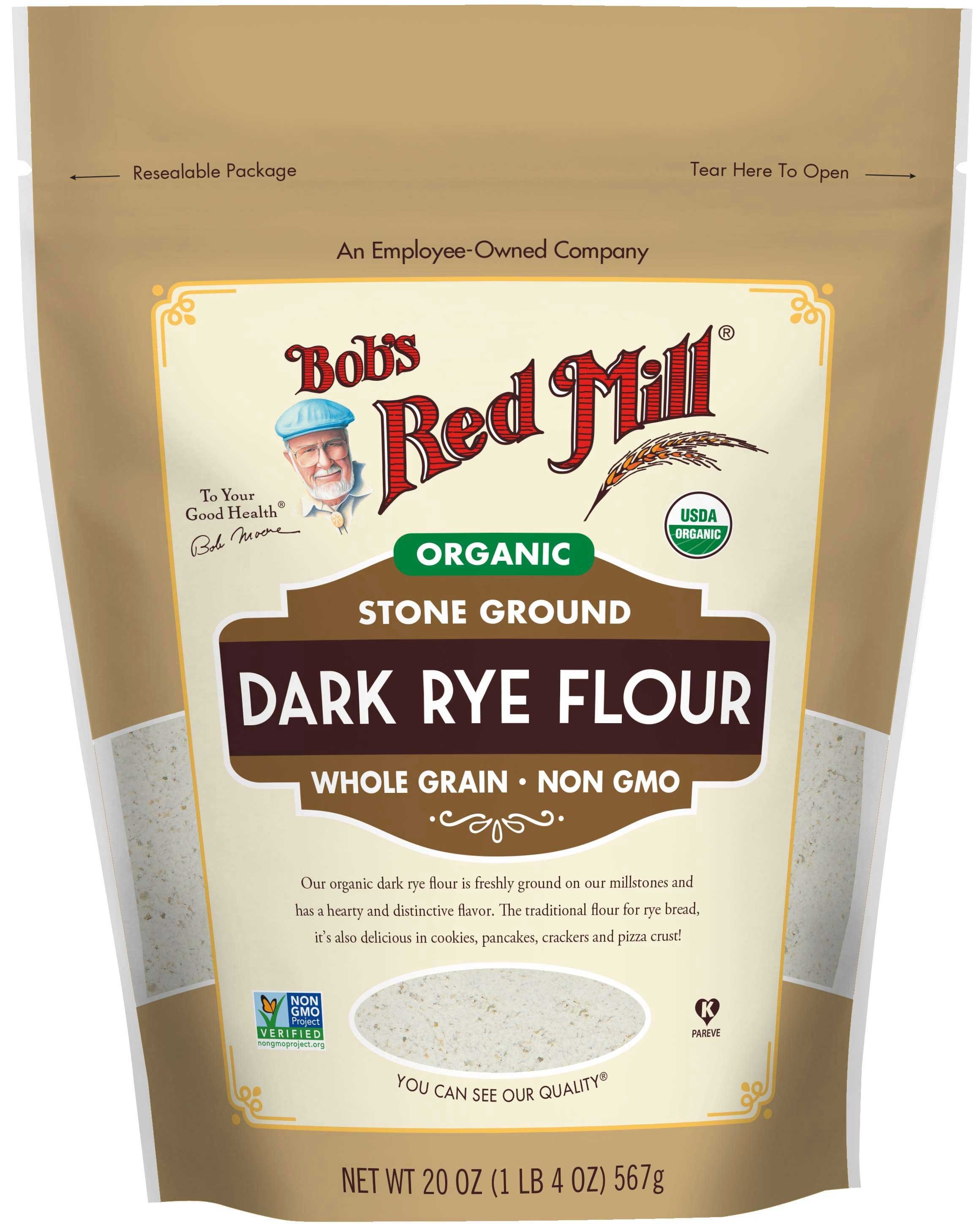 Bobs Red Mill Organic Dark Rye Flour, 20 Ounce Pouch -- 4 per case