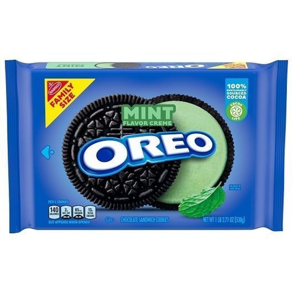 Oreo Double Stuf Mint Creme Cookies, 18.71 Ounce -- 12 per case