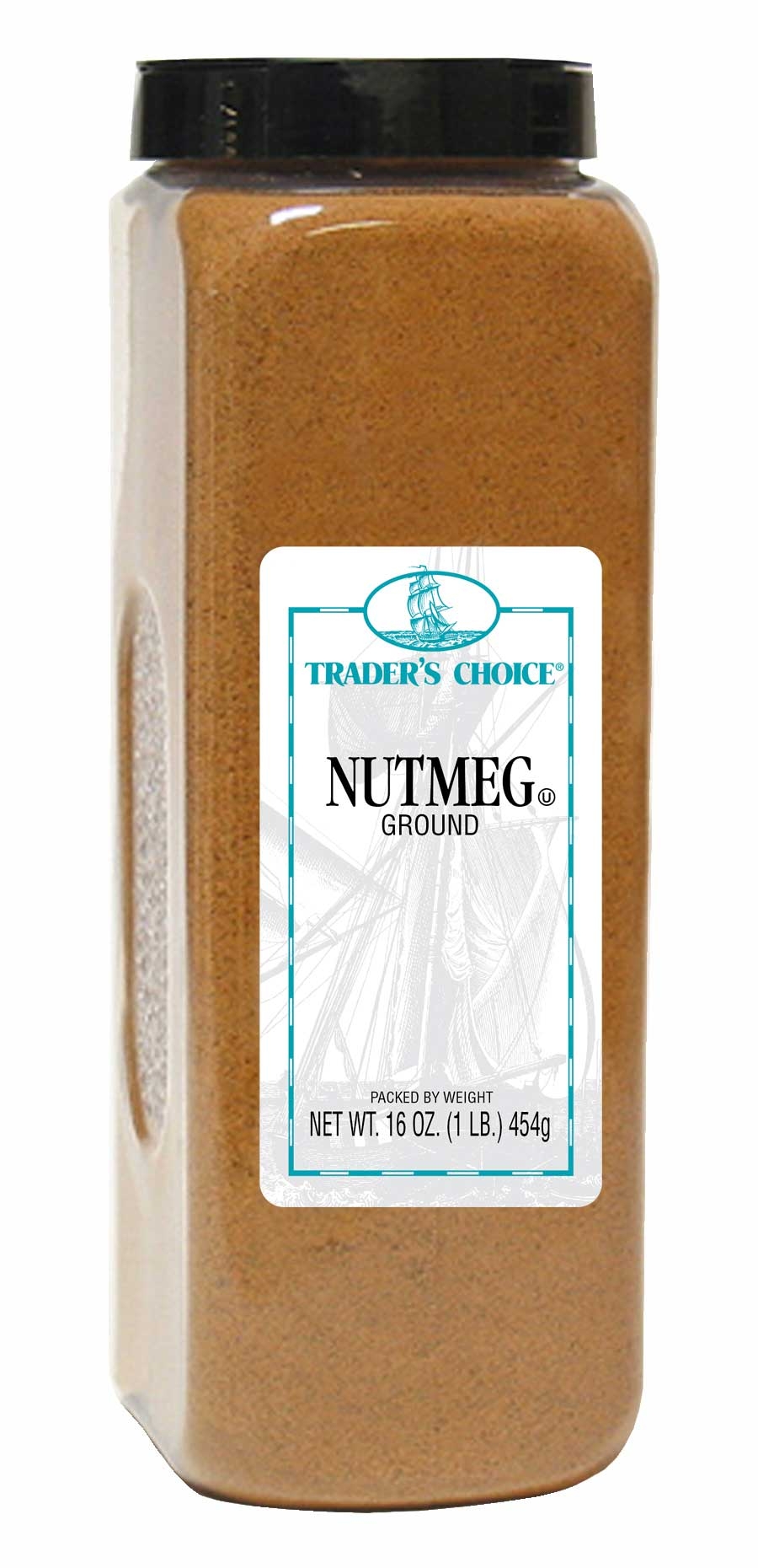 Traders Choice Ground Nutmeg - 16 oz. container, 6 per case