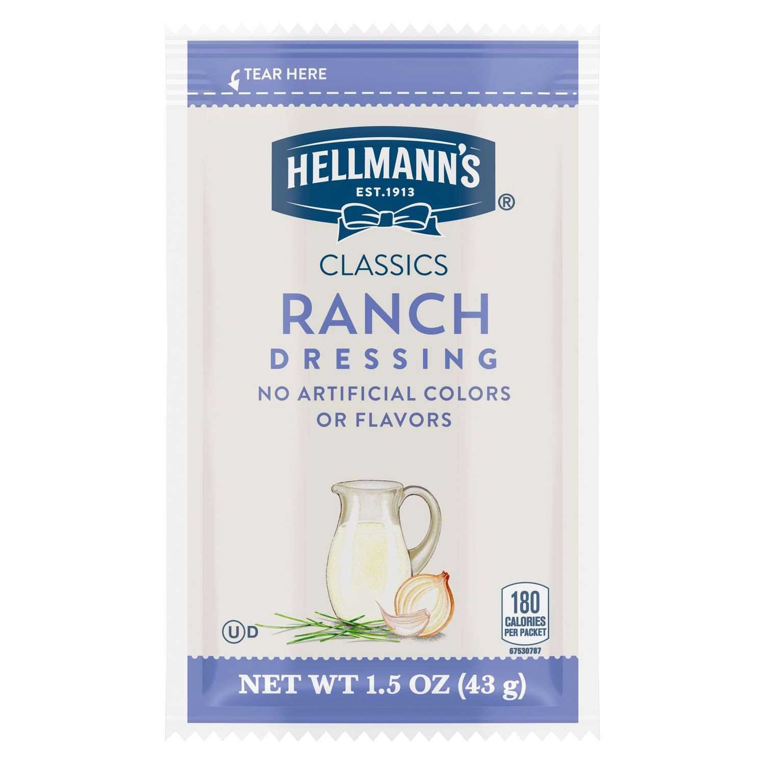 Hellmanns Classics Salad Dressing Portion Control Sachets Ranch 1.5 oz -- 102 per case