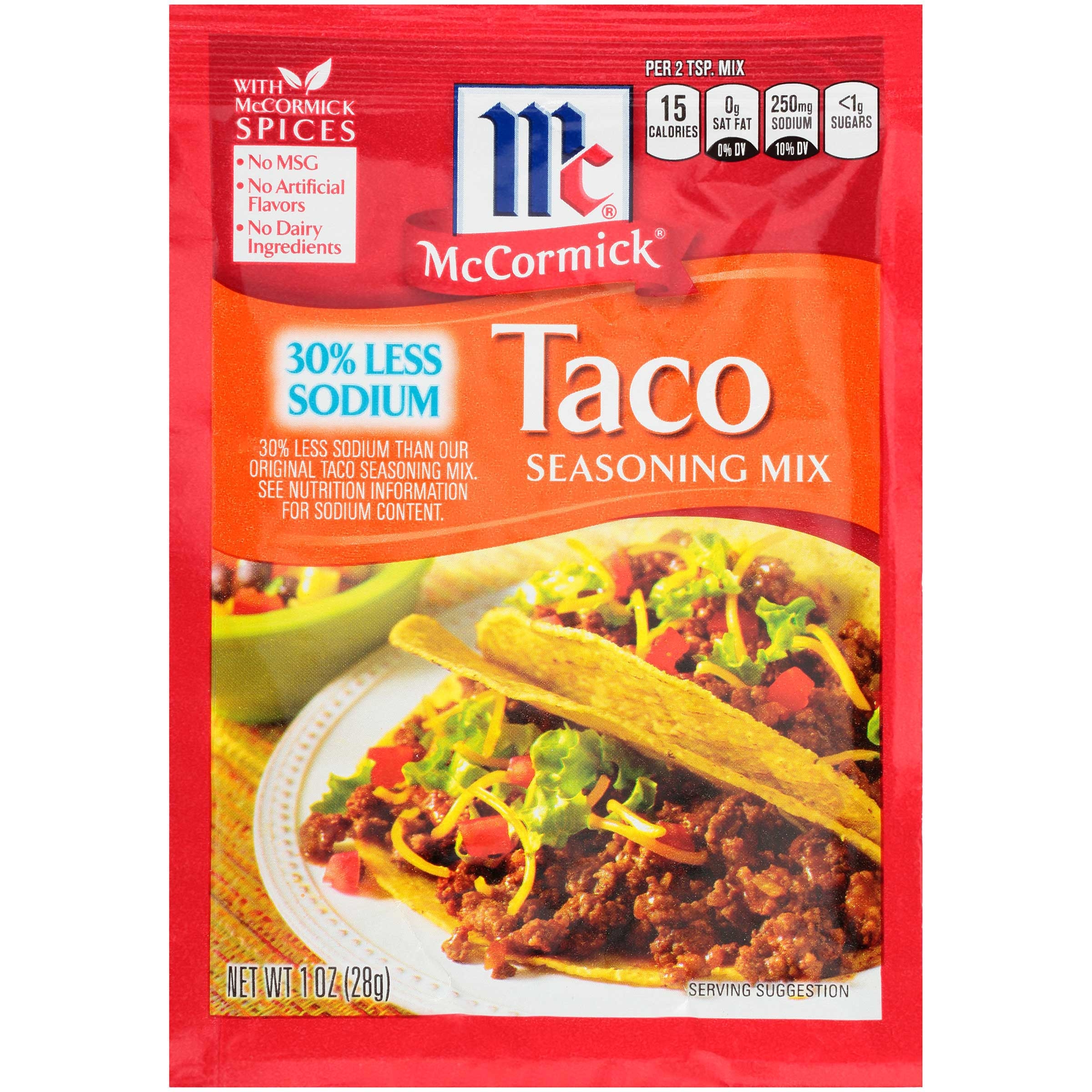Mccormick Less Sodium Taco Seasoning, 1 Ounce -- 12 per case.