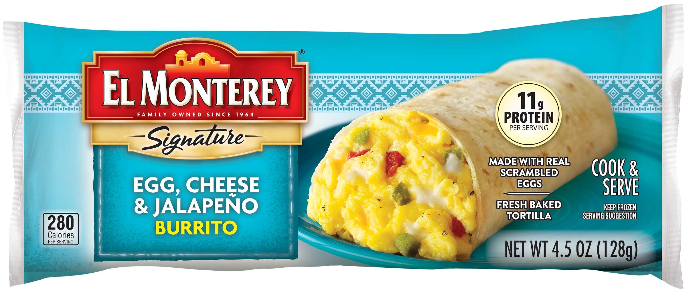 El Monterey Signature Individually Wrapped Egg, Cheese and Jalapeno Burrito, 4.5 Ounce -- 24 per case