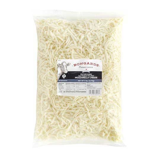 Bongards Low Moisture Part Skim Mozzarella Feather Cheese Shred, 5 Pound -- 4 per case