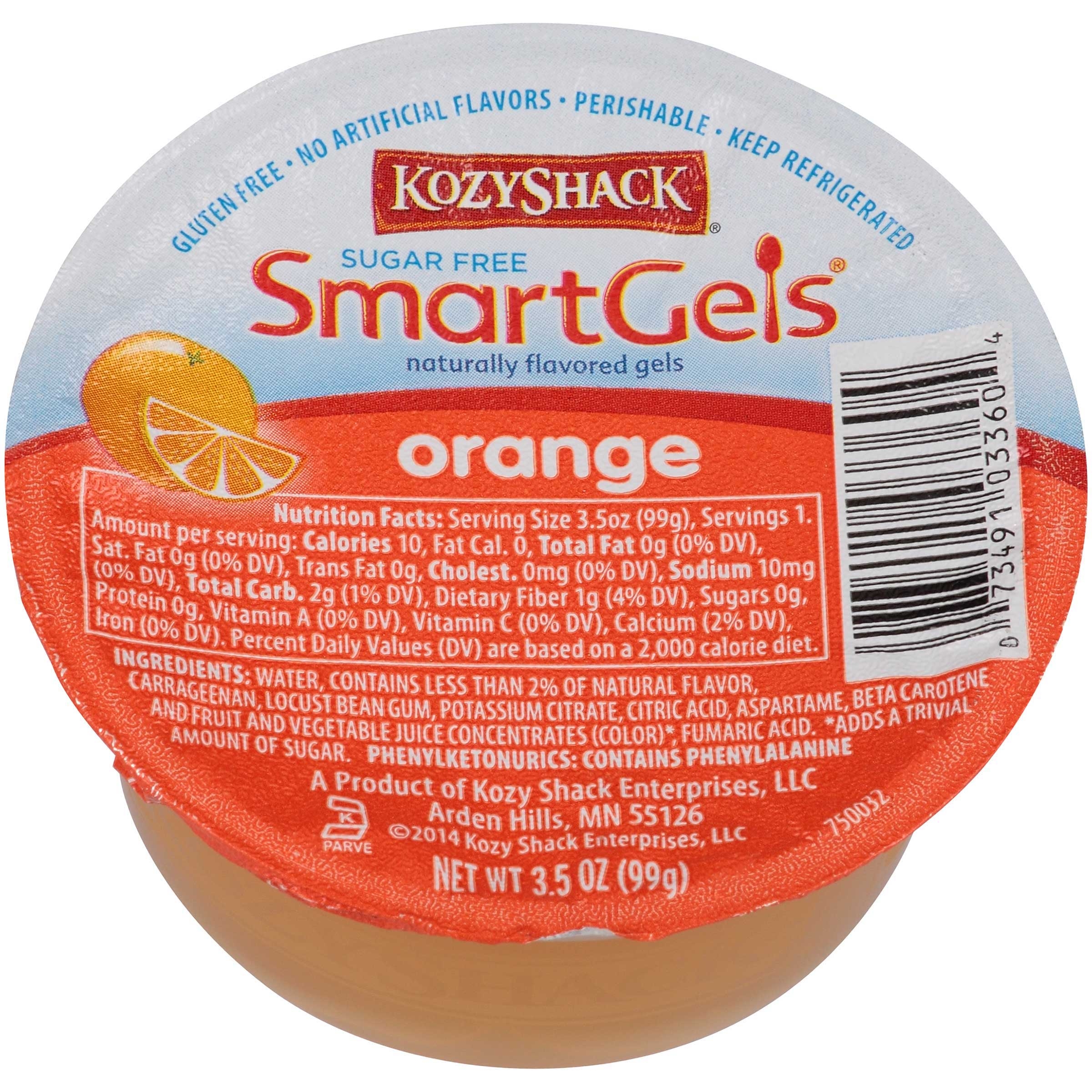 Kozy Shack Sugar Free Orange Smartgels, 3.5 Ounce -- 48 per case.