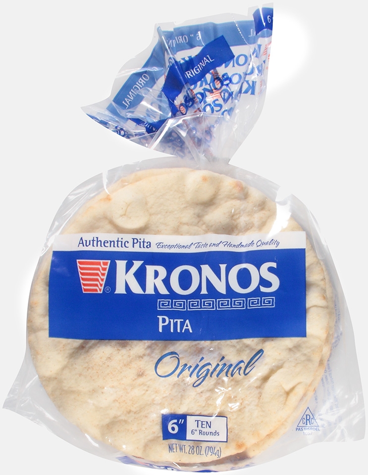 Kronos Frozen Original Flat Authentic Pita Bread, 6 inch -- 120 per case.