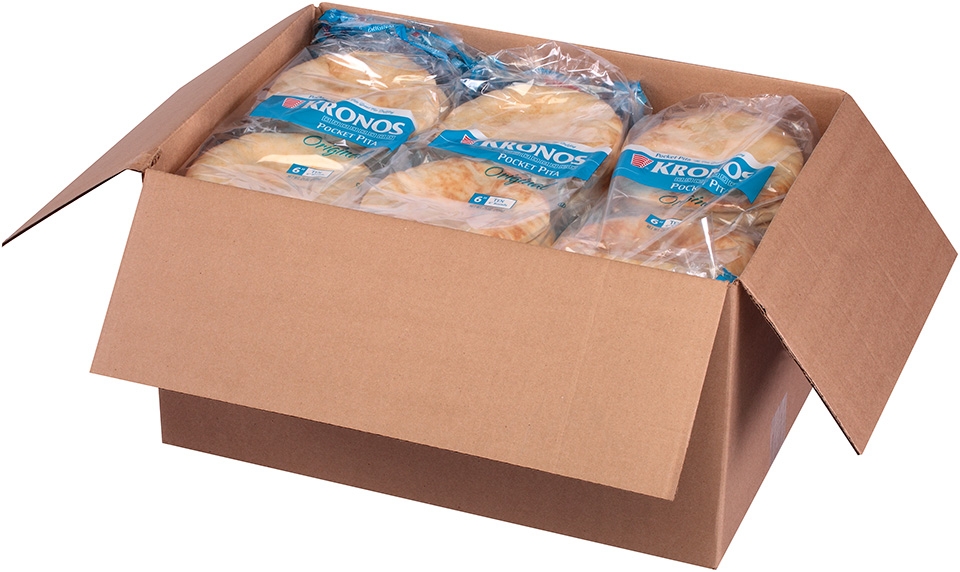 Kronos Frozen Flat Bread White Authentic Pocket Pita, 6 inch -- 120 per case.