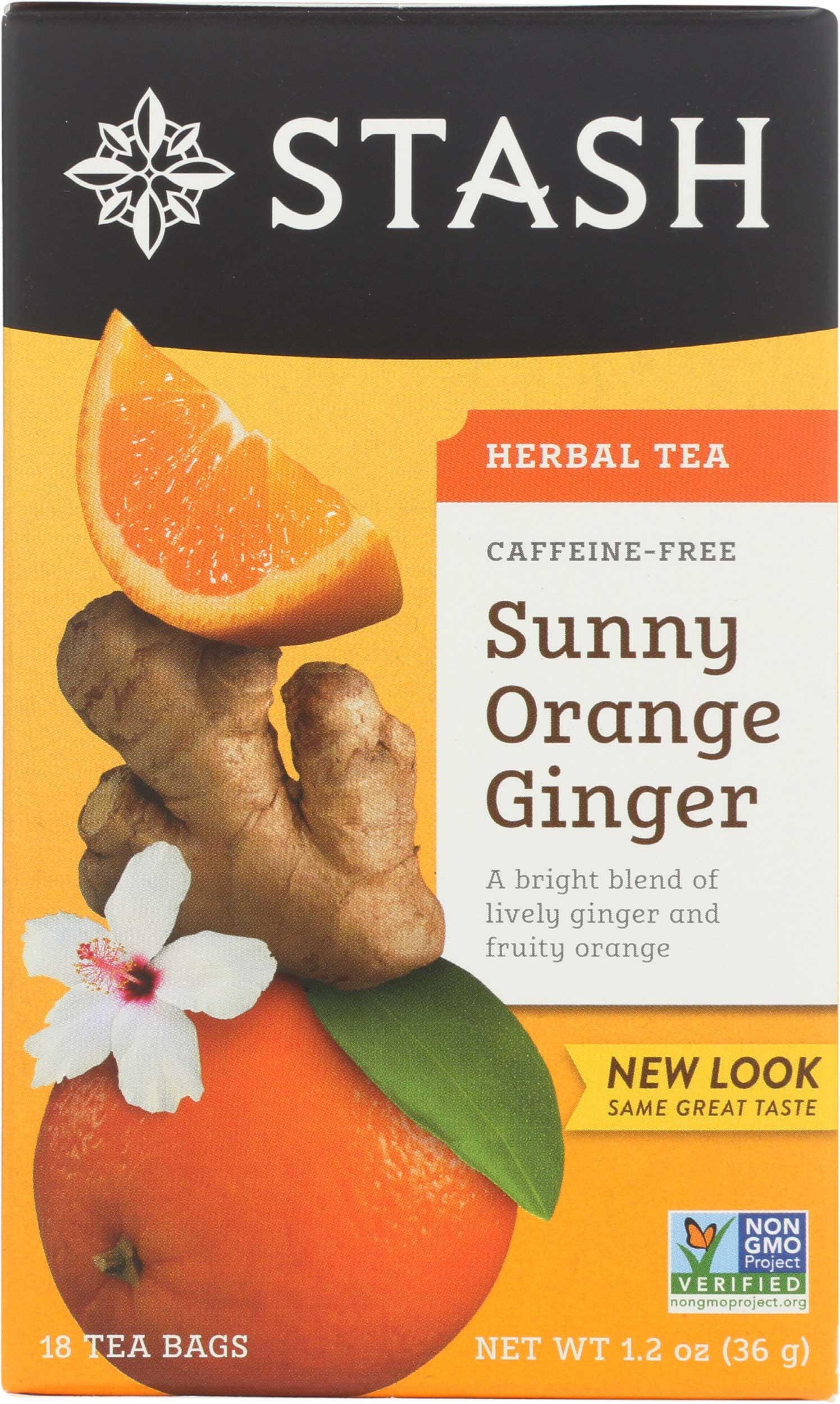 Stash Sunny Orange Ginger Herbal Tea - 18 tea bags per pack -- 6 packs per case