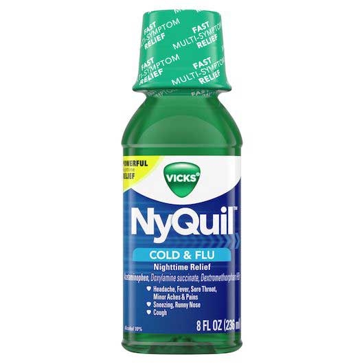 Vicks Nyquil Original Cold and Flu Relief Liquid, 8 Fluid Ounce -- 12 per case