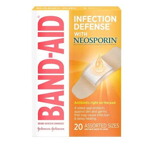 Band-Aid Infection Defense with Neosporin Assorted Size Adhesive Bandage - 20 count per pack -- 24 packs per case