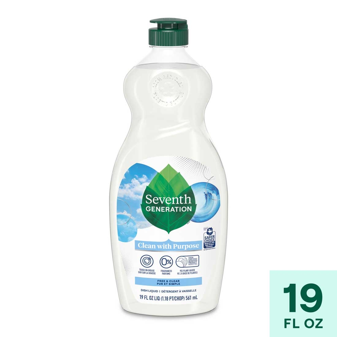 Seventh Generation Free and Clear Dish Soap, 19 Ounce -- 6 per case