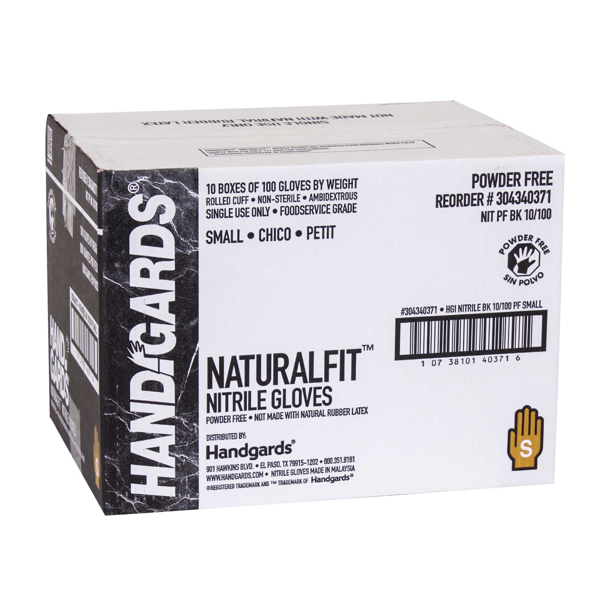 Handgards Black Powder Free Small Disposable Nitrile Gloves -- 1000 per case.