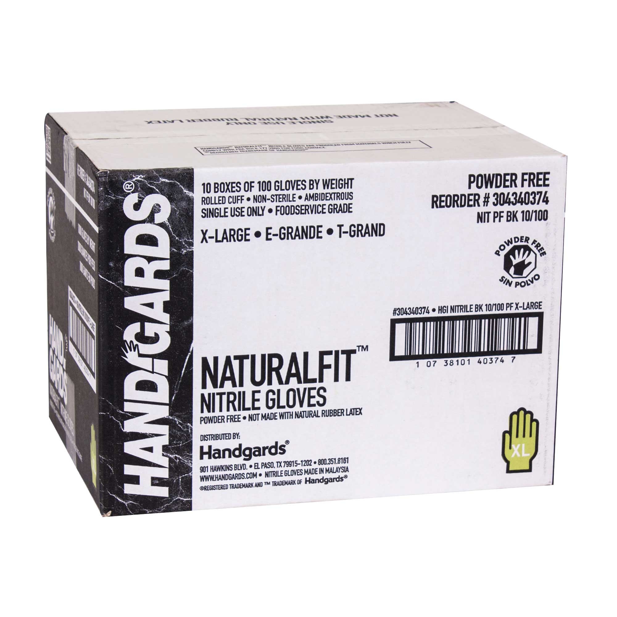 Handgards Black Powder Free Extra Large Disposable Nitrile Gloves -- 1000 per case.