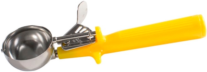 Winco Deluxe Stainless Steel One-Piece Yellow Handle Size 20 Ice Cream Disher, 1 5/8 Ounce -- 36 per case