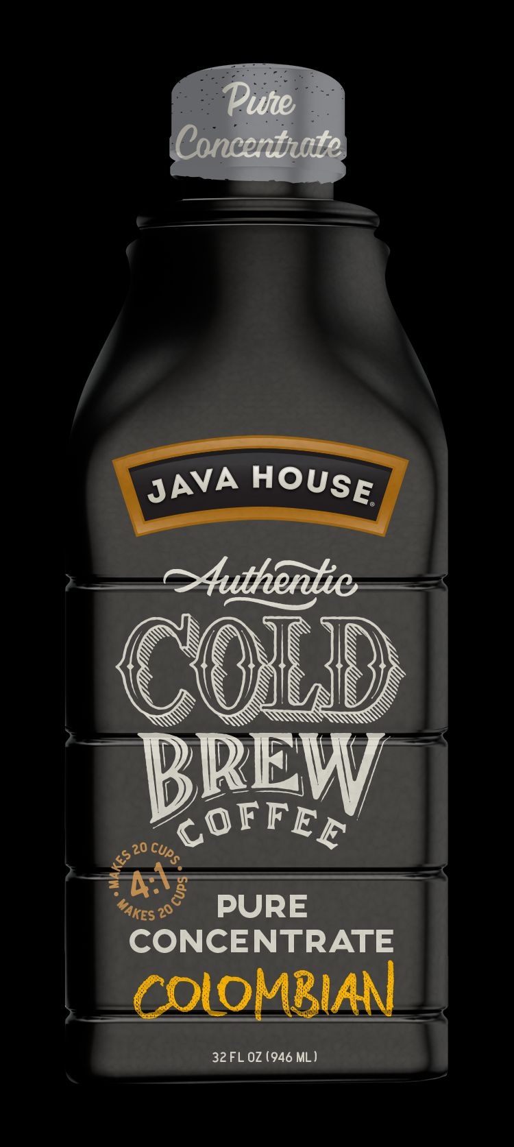 Java House Colombian Authentic Black Cold Brew Coffee, 32 Ounce