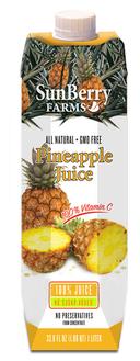 Sunberry Farms 100 Percent Pineapple Juice, 33.8 Fluid Ounce -- 12 per case.