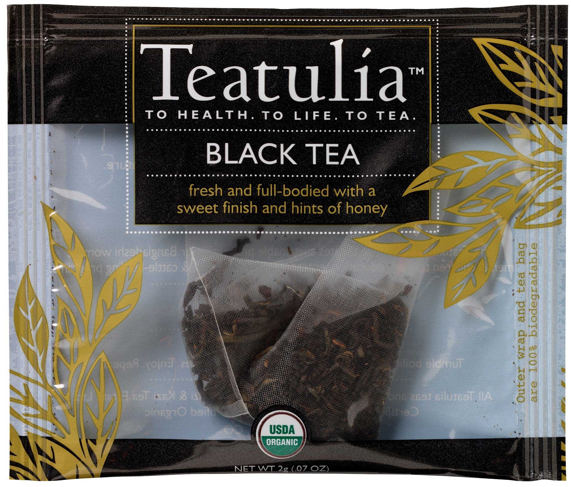 Teatulia Organic Wrapped Premium Pyramid Black Tea -- 50 per case