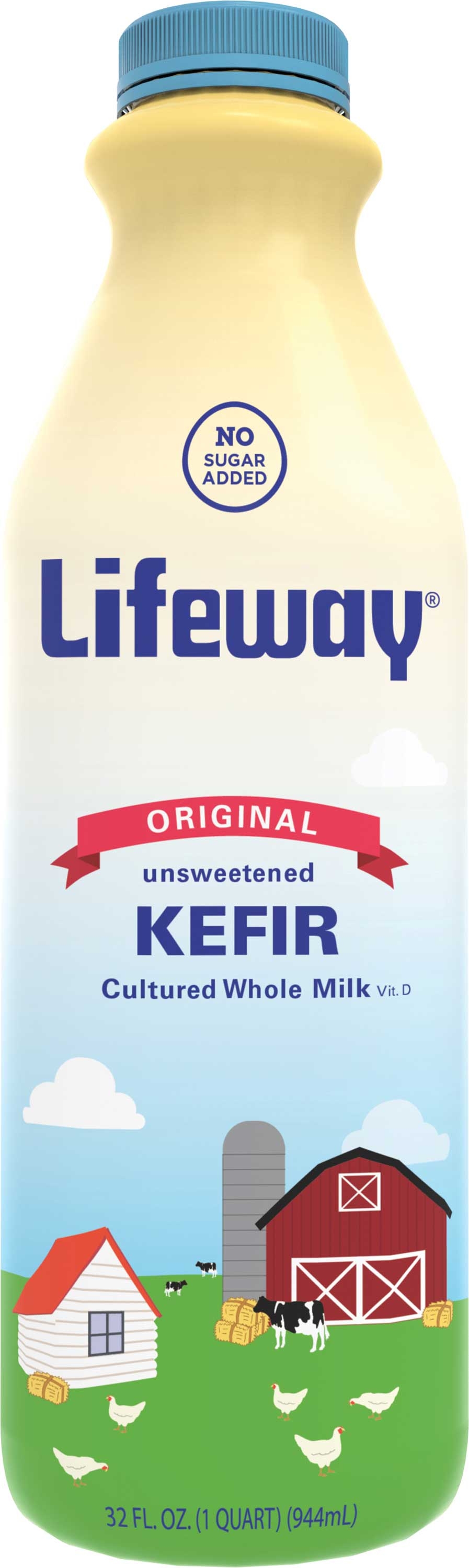 Lifeway Probiotic Original Cultured Plain Unsweetened Milk Kefir, 32 Ounce -- 6 per case.