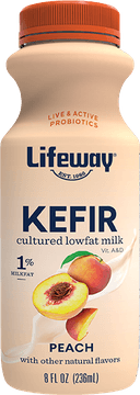Lifeway Low Fat Peach Kefir, 8 Fluid Ounce -- 6 per case.