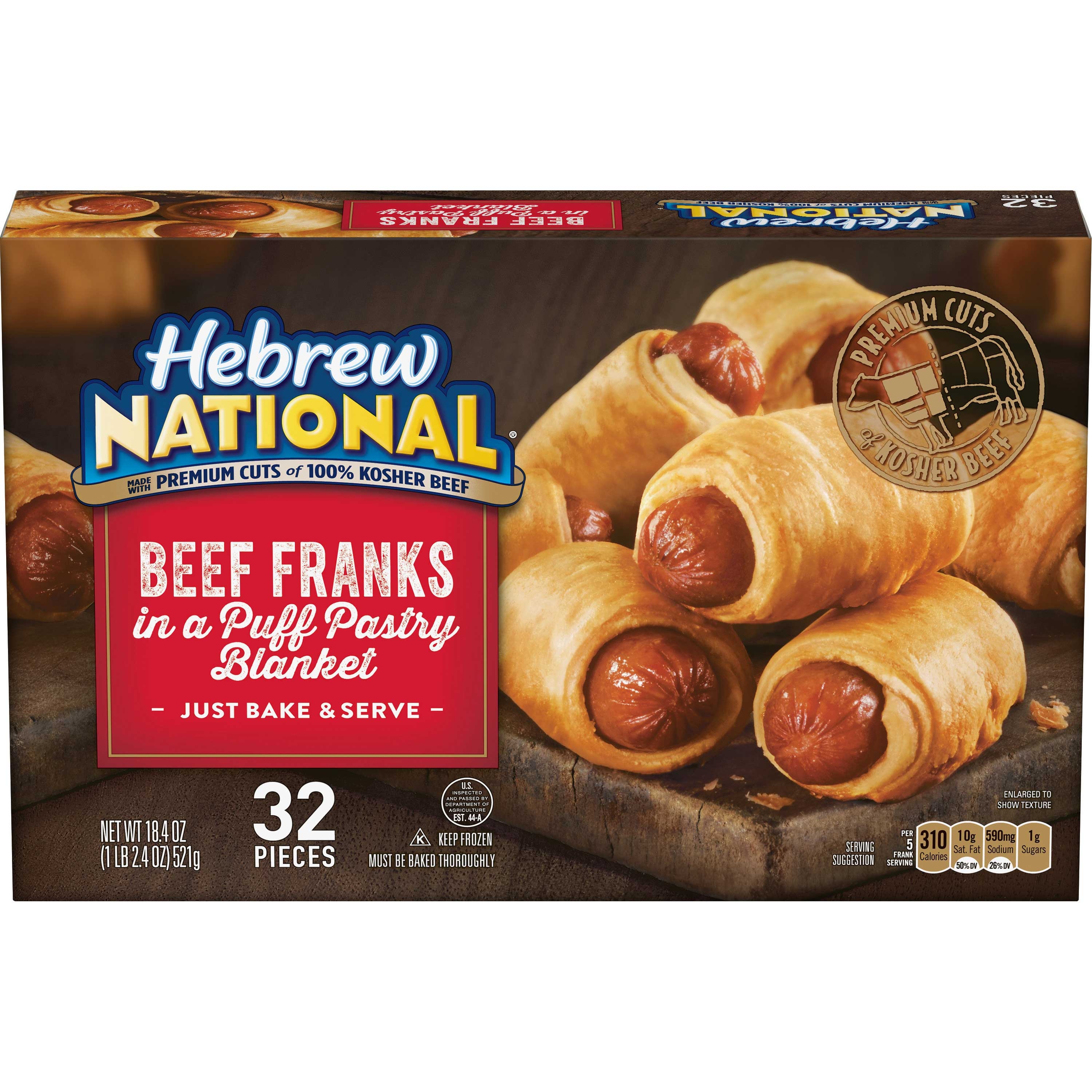 Hebrew National Beef Franks in a Blanket, 18.4 Ounce -- 6 per case.