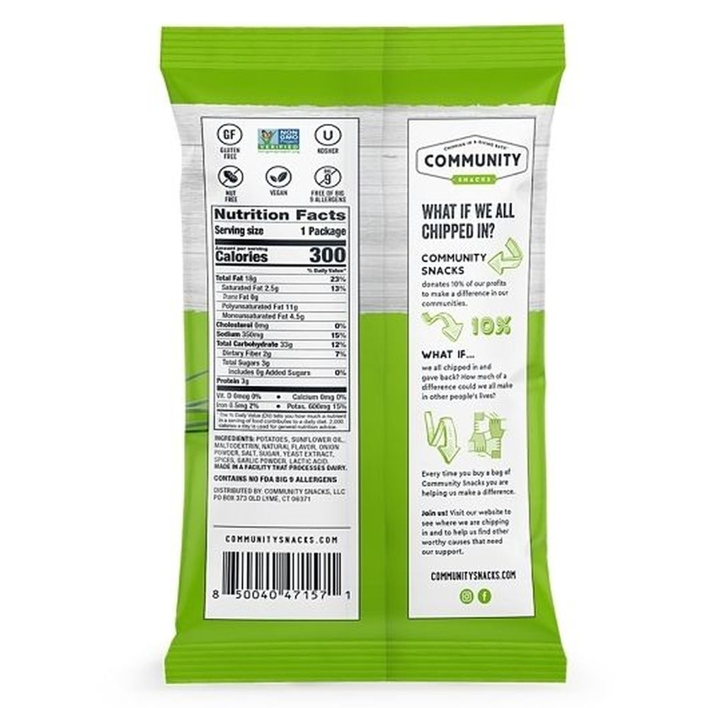 Community Snacks Sour Cream and Onion Kettle Cooked Potato Chips, 2 Ounce -- 25 per case