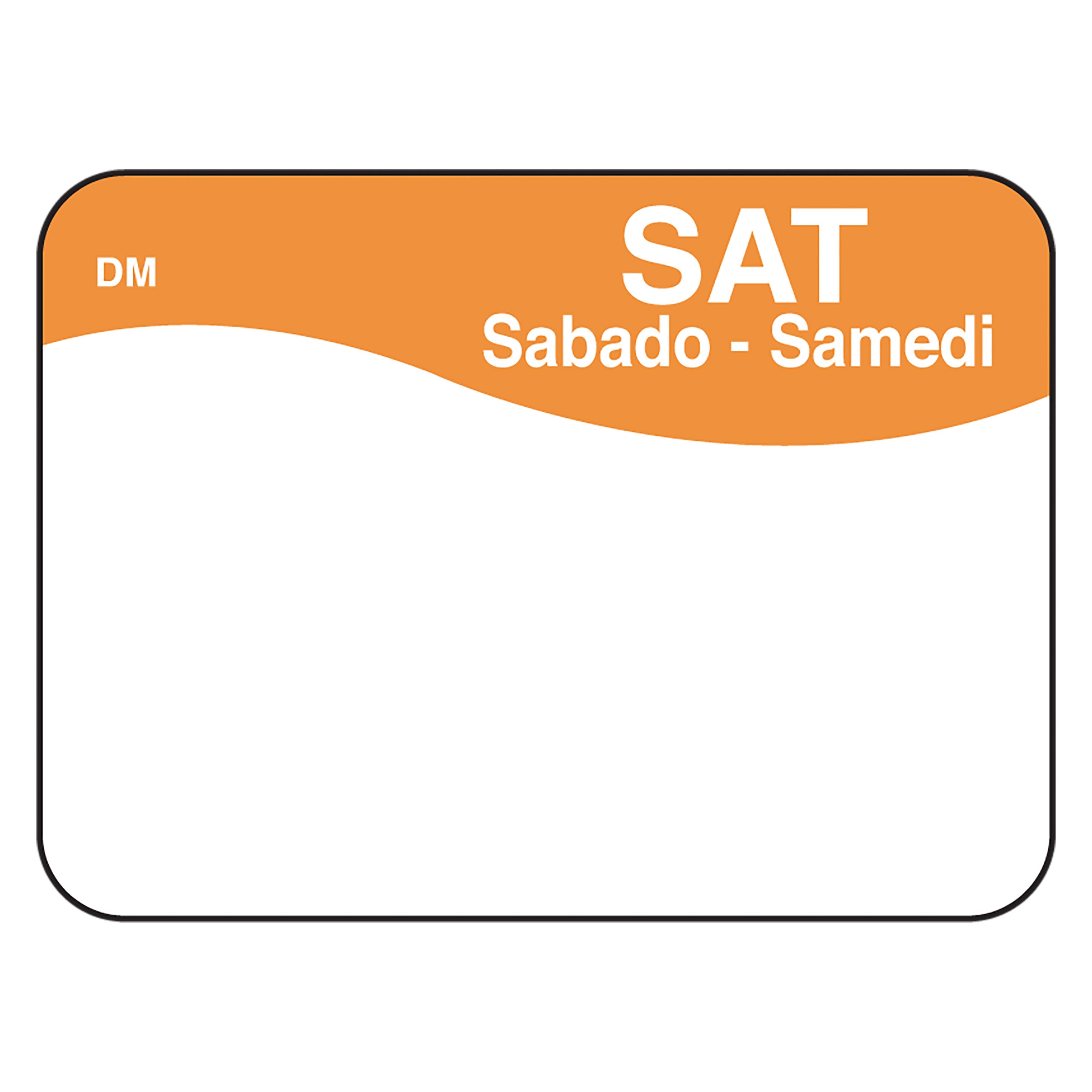 Dissolvemark Dissolve A Way Saturday 7/8 x 1.25 inch Day of the Week Labels, 1000 count per roll -- 12 rolls per case.