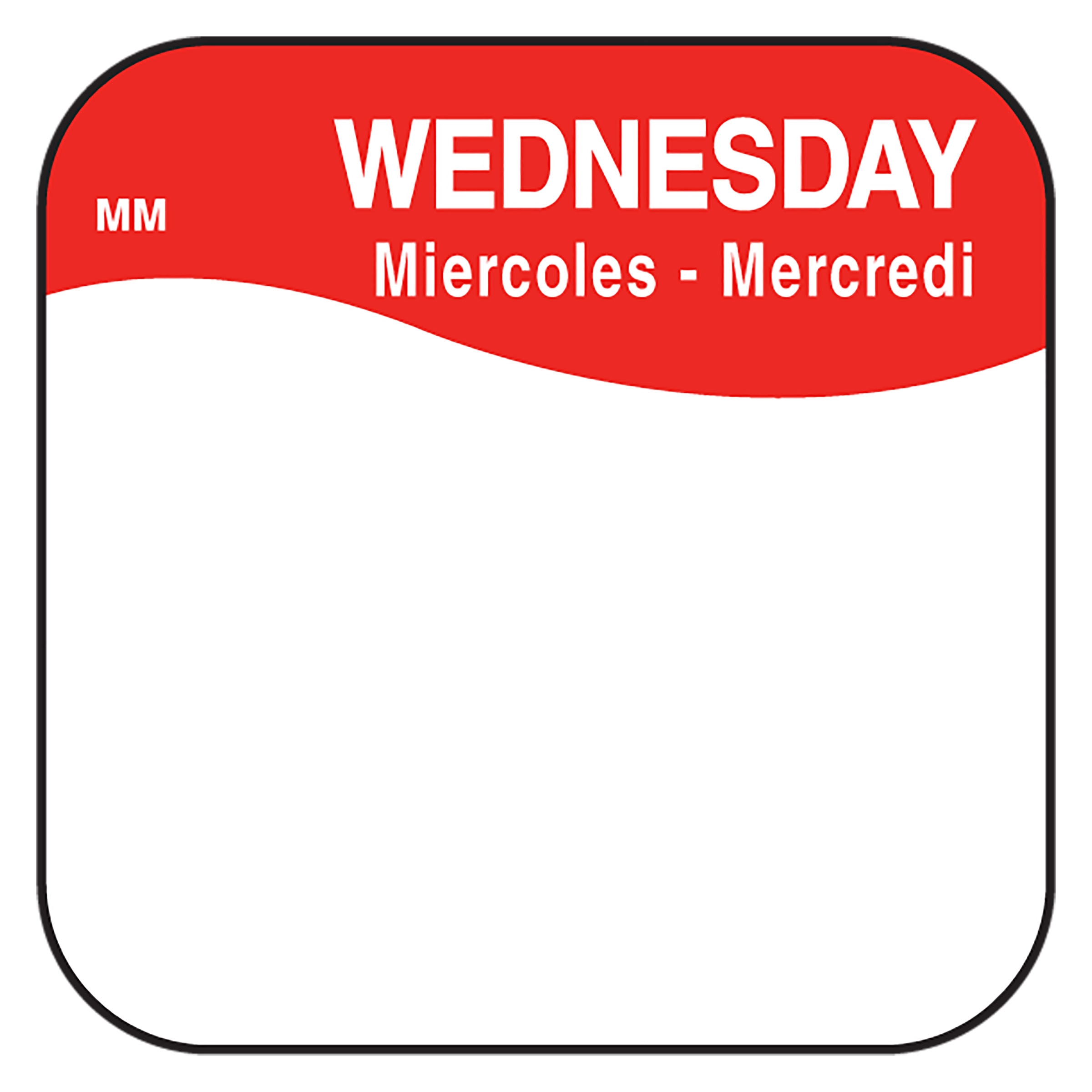 Movemark Wednesday Day of the Week Labels, 2000 count per roll -- 12 rolls per case.