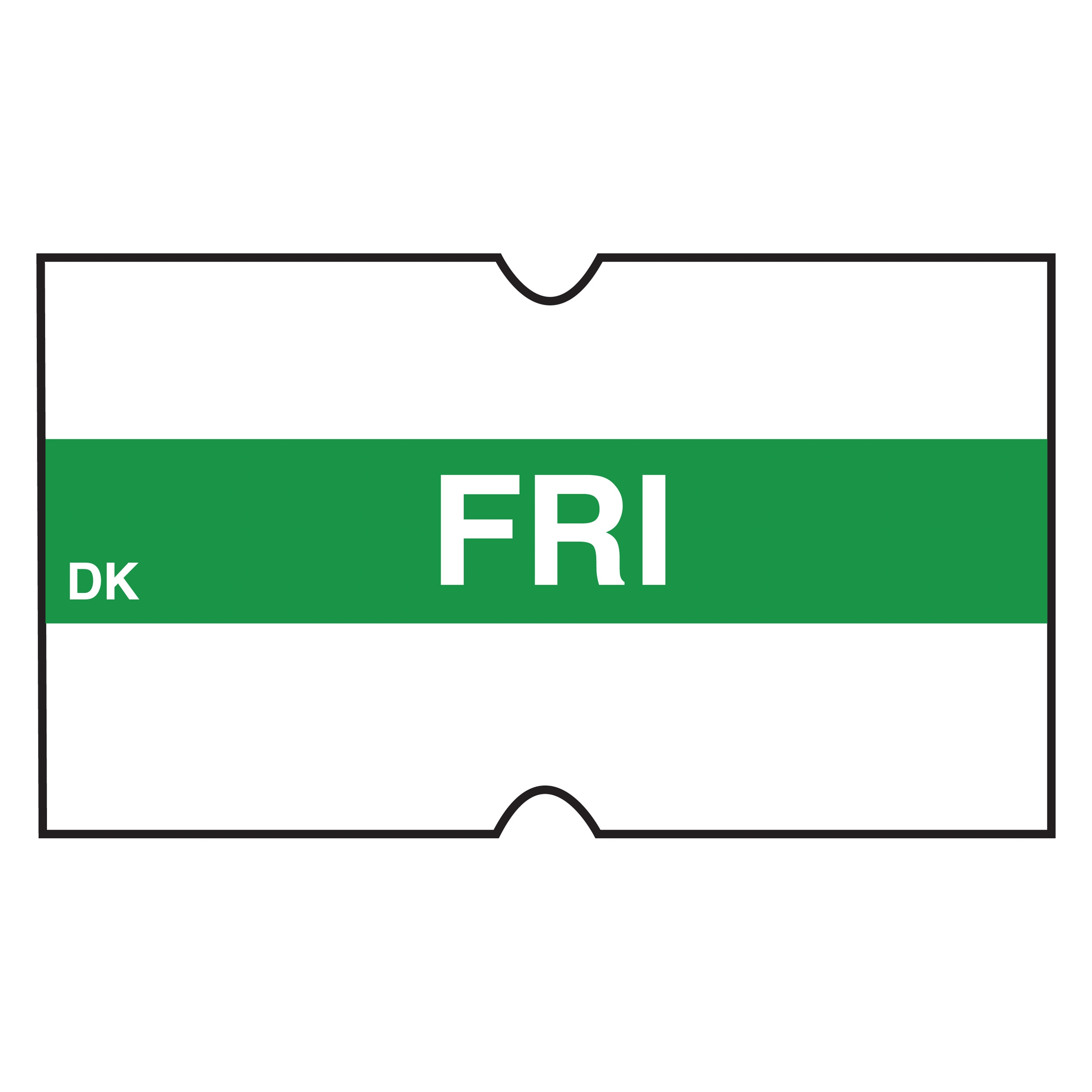 Daymark DuraMark DM4 2 Line Green Date Coder Label - Friday -- 8 rolls per case.