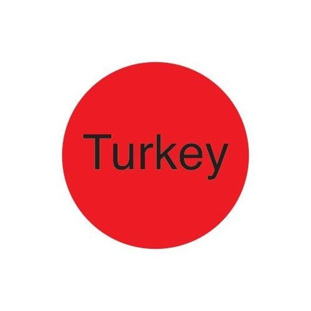 Daymark DuraMark 1 inch Circle Red Turkey Deli Label, 1000 count - 24 per case