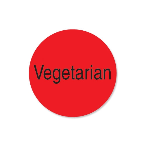 Duramark Red Vegetarian 1 inch Circle Radiant Deli Label, 1000 count per roll -- 12 rolls per case.