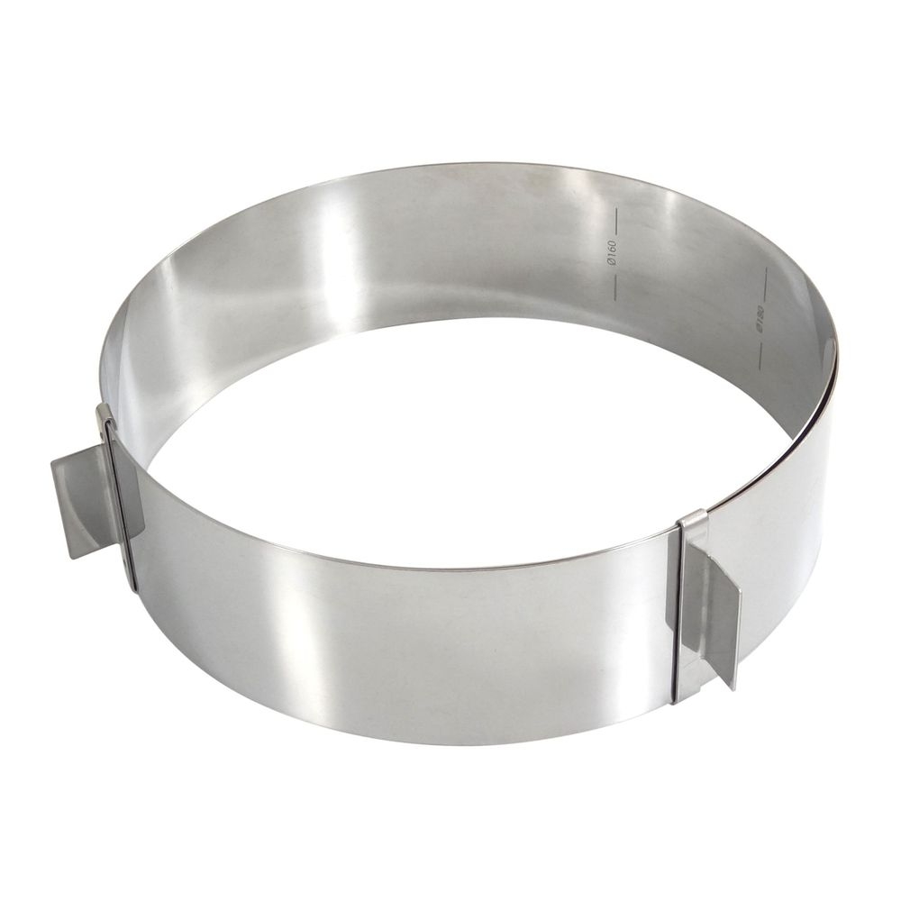 Gobel Stainless Steel Adjustable Cake Ring, 6.3 inch to 11 inch x 2.4 inch Height Cavity