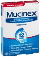 Reckitt Benckiser Mucinex Maximum Strength Expectorant Tablet, 14 per unit -- 24 per case