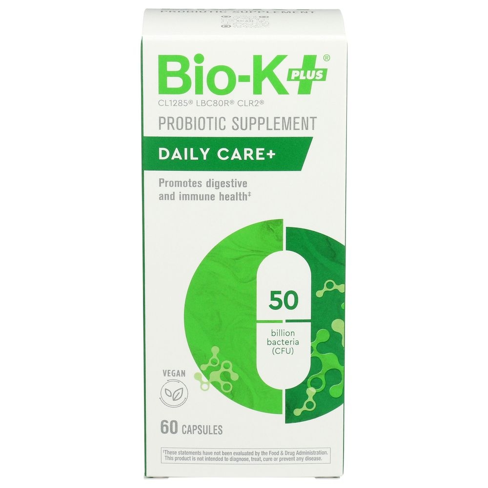 Bio-K Plus Daily Care Plus 50 CFU Probiotic Supplement Capsules, 60 count -- 4 per case