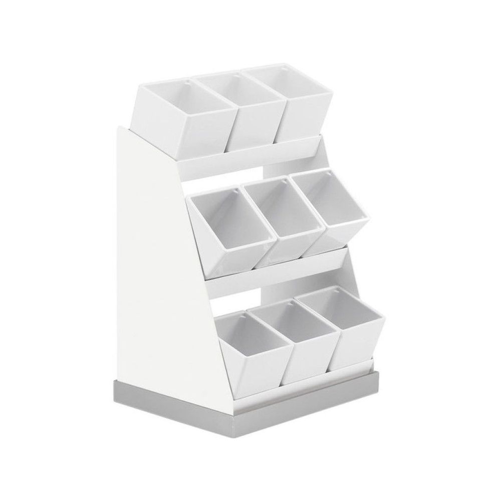 Cal-Mil Luxe Condiment Display with Melamine Jars and Stainless Steel Base, 12.25 x 9 x 15.5 inch