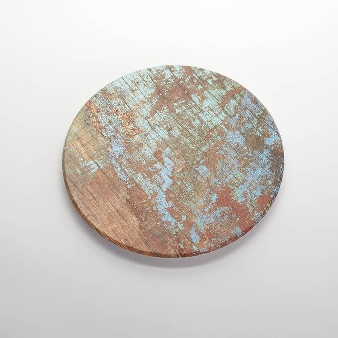 American Metalcraft Reclaimed Wood Melamine Round Serving Board, 14 x 14 inch