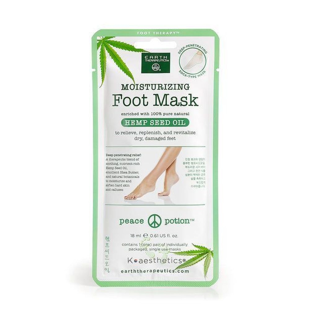 Earth Therapeutics Moisturizing Foot Mask with Hemp Seed Oil, 1 Pair